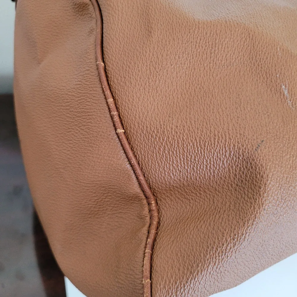 Hunting World Vintage Tan Leather Trim Duffel Bag Travel Weekender Large
